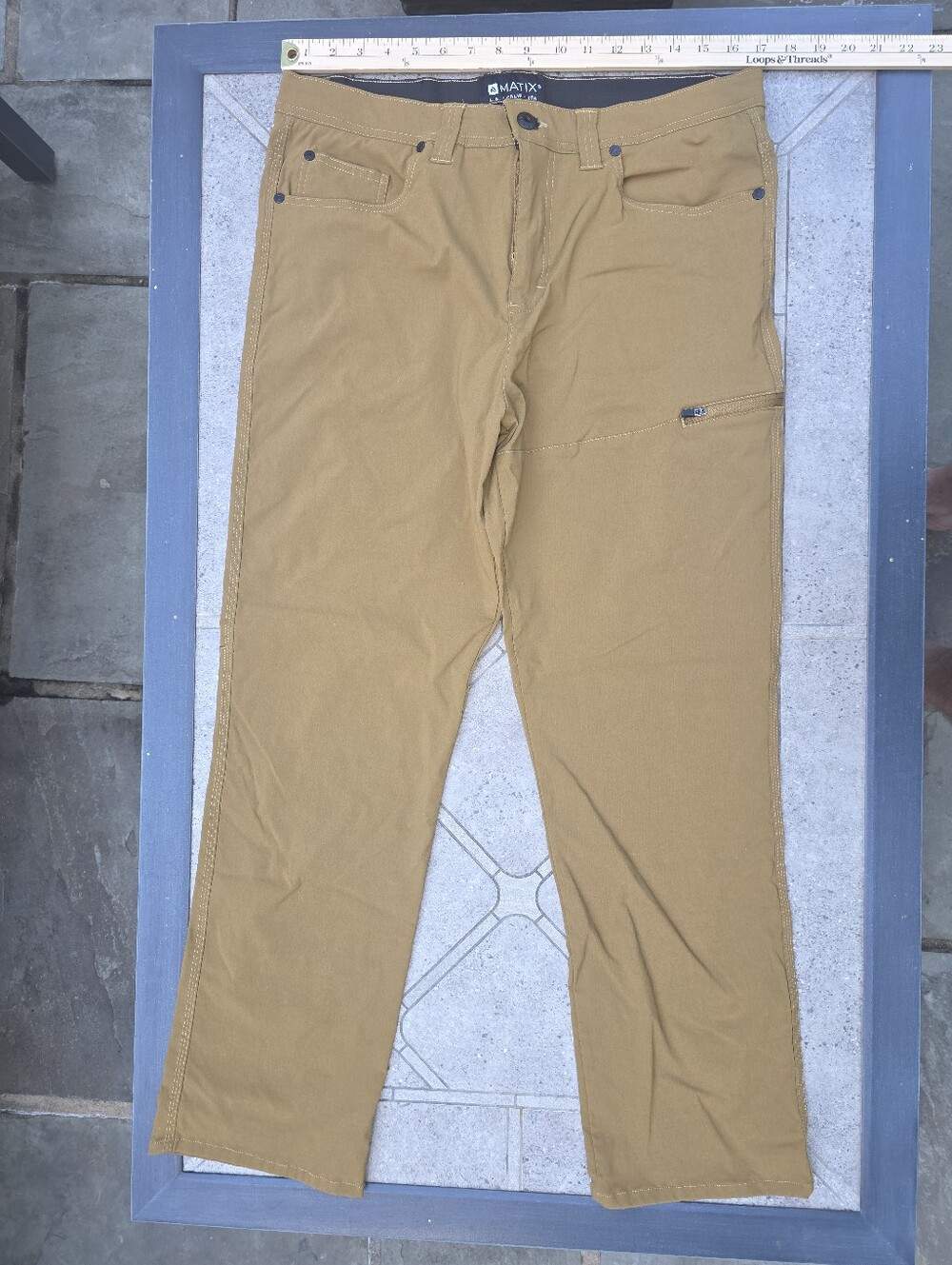 Matix Men's Tan Work Chino Pants with Thigh Zip Pocket 34x30